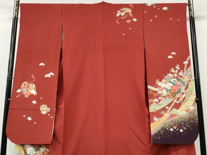 平和屋着物●豪華振袖　御所車花文　暈し染め　金彩　そごう扱い　正絹　逸品　CABL8768ut