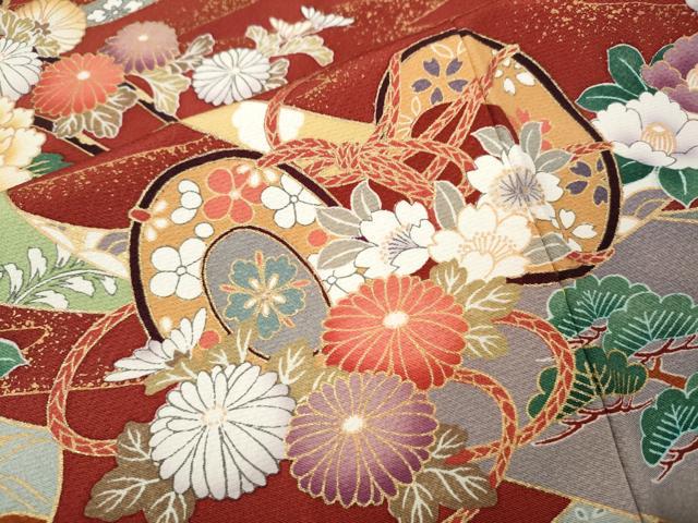 平和屋着物●豪華振袖　御所車花文　暈し染め　金彩　そごう扱い　正絹　逸品　CABL8768ut