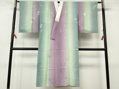 平和屋着物●長襦袢　袷　流水舞花地紋　暈し染め　さが美扱い　正絹　逸品　未使用　CABL8772ut