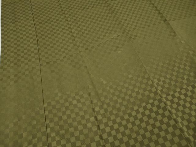 平和屋着物●世界的人形師　辻村寿三郎　ジュサブロー　長襦袢　袷　市松地紋　松海色　反端付き　正絹　逸品　未使用　CABL8775ut