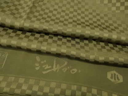 平和屋着物●世界的人形師　辻村寿三郎　ジュサブロー　長襦袢　袷　市松地紋　松海色　反端付き　正絹　逸品　未使用　CABL8775ut