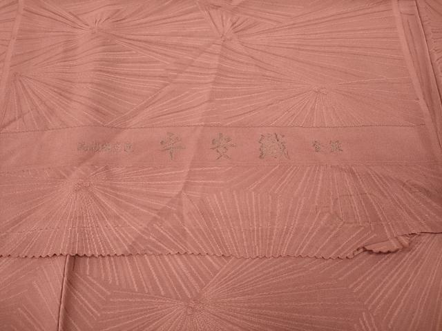 平和屋着物●上質な色無地　平安織　松葉地紋　薄紅色　反端付き　正絹　逸品　CABL8777ut