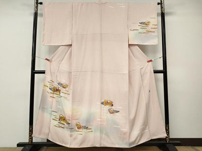 平和屋着物●訪問着　作家物　鴛鴦文　暈し染め　金彩　正絹　逸品　未使用　CABL8779ut