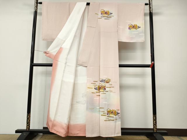 平和屋着物●訪問着　作家物　鴛鴦文　暈し染め　金彩　正絹　逸品　未使用　CABL8779ut