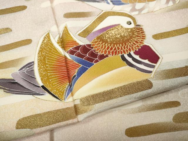 平和屋着物●訪問着　作家物　鴛鴦文　暈し染め　金彩　正絹　逸品　未使用　CABL8779ut