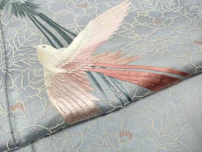 平和屋着物●中国三大刺繍　相良刺繍　総刺繍　色留袖　飛鳥花文　正絹　逸品　CABL8789ut