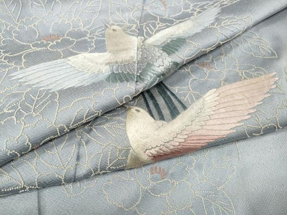 平和屋着物●中国三大刺繍　相良刺繍　総刺繍　色留袖　飛鳥花文　正絹　逸品　CABL8789ut