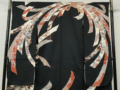 平和屋着物●豪華振袖　駒刺繍　束ね熨斗鳳凰花文　金彩　正絹　逸品　CABL8790ut