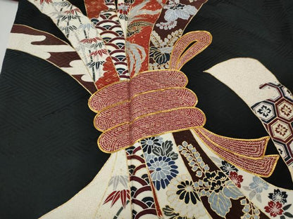 平和屋着物●豪華振袖　駒刺繍　束ね熨斗鳳凰花文　金彩　正絹　逸品　CABL8790ut