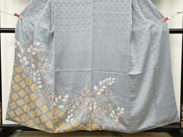 平和屋着物●訪問着　絞り　刺繍　草花文　金彩　正絹　逸品　CABL8791ut