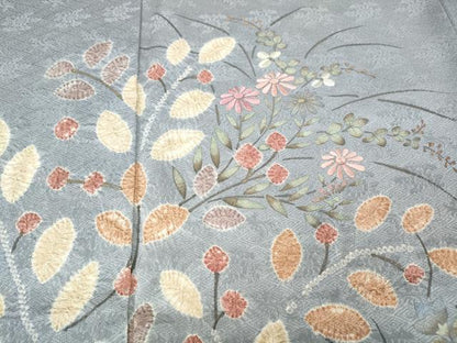 平和屋着物●訪問着　絞り　刺繍　草花文　金彩　正絹　逸品　CABL8791ut
