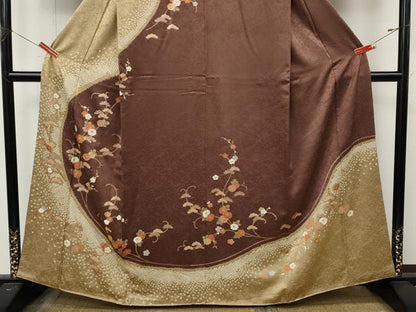 平和屋着物●訪問着　絞り　刺繍　花唐草文　正絹　逸品　CABL8793ut