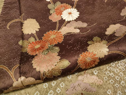 平和屋着物●訪問着　絞り　刺繍　花唐草文　正絹　逸品　CABL8793ut