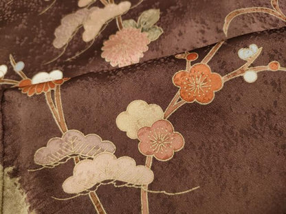 平和屋着物●訪問着　絞り　刺繍　花唐草文　正絹　逸品　CABL8793ut