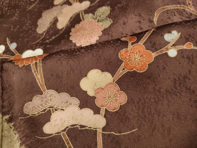 平和屋着物●訪問着　絞り　刺繍　花唐草文　正絹　逸品　CABL8793ut