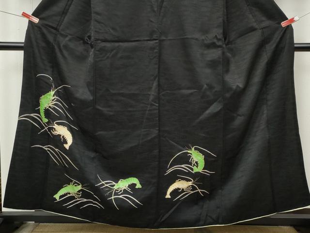 平和屋着物●訪問着　伊勢海老　黒地　金彩　洗える着物　CABL8794ut
