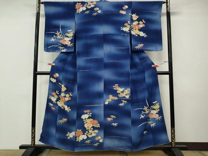 平和屋着物●訪問着　流水草花文　暈し染め　金銀糸　正絹　逸品　CABL8795ut