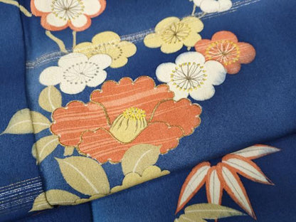 平和屋着物●訪問着　流水草花文　暈し染め　金銀糸　正絹　逸品　CABL8795ut