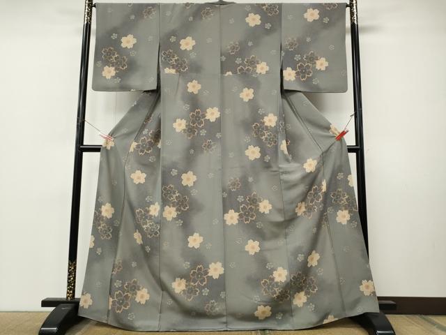 平和屋着物●上質な小紋　舞桜文　暈し染め　正絹　逸品　CABL8797ut