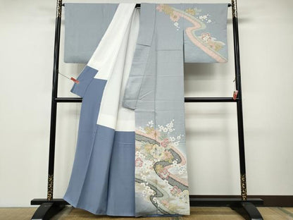 平和屋着物●訪問着　絞り　流水舞花文　暈し染め　金彩　正絹　逸品　CABL8800ut