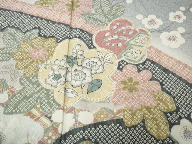 平和屋着物●訪問着　絞り　流水舞花文　暈し染め　金彩　正絹　逸品　CABL8800ut