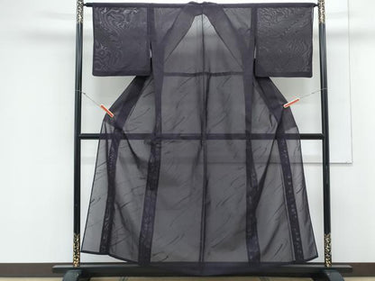 平和屋着物＊夏物　色無地　抽象紋様　似せ紫色　正絹　逸品　CABL8802th