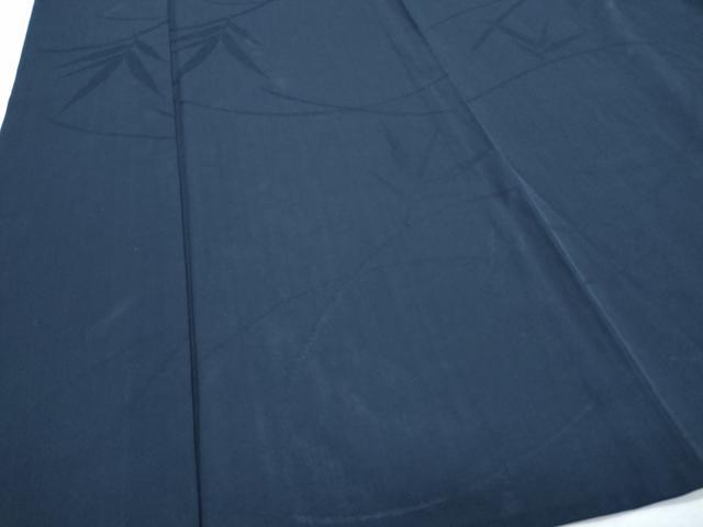 平和屋着物＊夏物　色無地　草葉紋紗　濃藍色　正絹　逸品　CABL8805th
