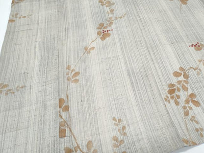 平和屋着物＊夏物　小紋　生紬　紗　草葉文　正絹　逸品　CABL8836th