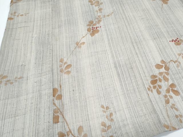 平和屋着物＊夏物　小紋　生紬　紗　草葉文　正絹　逸品　CABL8836th