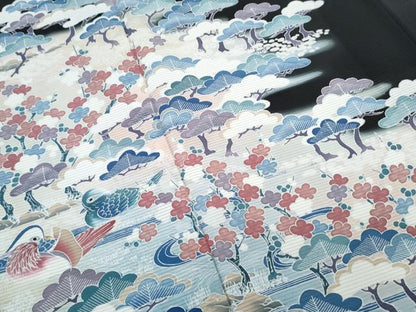 平和屋着物＊夏物　黒留袖　絽　友禅　作家物　鴛鴦風景文　暈し染め　正絹　逸品　CABL8840th