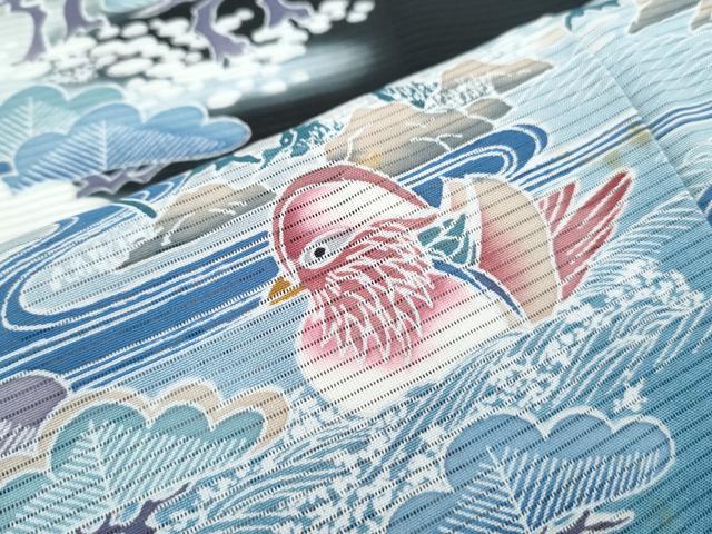 平和屋着物＊夏物　黒留袖　絽　友禅　作家物　鴛鴦風景文　暈し染め　正絹　逸品　CABL8840th