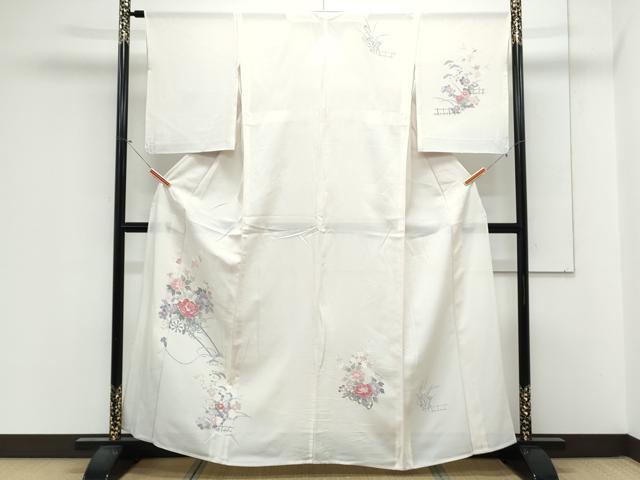 平和屋着物＊夏物　訪問着　絽　友禅　草花文　正絹　逸品　CABL8904th