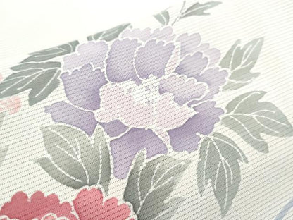 平和屋着物＊夏物　訪問着　絽　友禅　草花文　正絹　逸品　CABL8904th