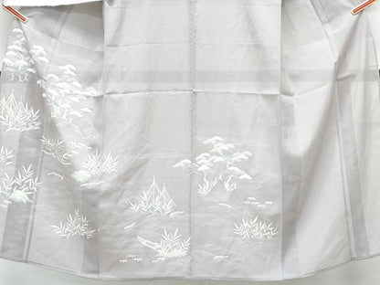 平和屋着物＊夏物　訪問着　絽　駒刺繍　風景文　銀彩　五泉　正絹　逸品　CABL8908th