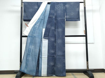平和屋着物＊夏物　小紋　絽　扇面文　暈し染め　洗える着物　CABL8913th