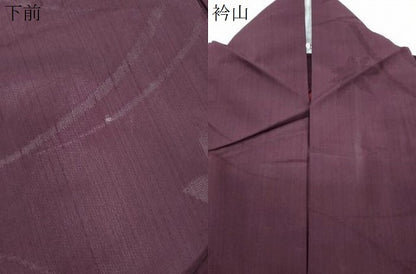 平和屋着物＊夏物　色無地　楓紋紗　葡萄色　正絹　逸品　CABL8917th
