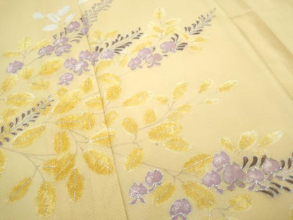 平和屋着物＊夏物　訪問着　絽　草花文　銀彩　正絹　逸品　CABL8948th