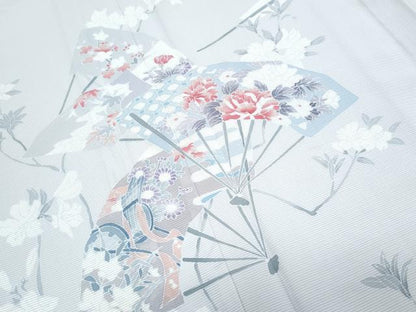 平和屋着物＊夏物　訪問着　絽　扇面花文　正絹　逸品　CABL8972th
