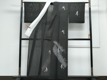 平和屋着物＊夏物　訪問着　絽　籬文　黒地　正絹　逸品　CABL8976th