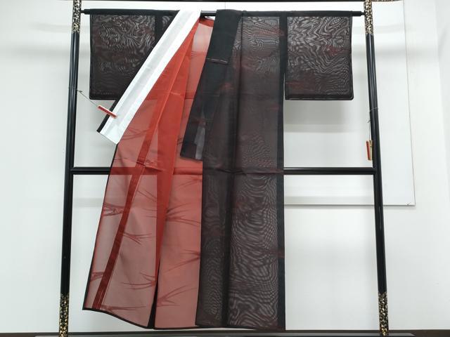 平和屋着物＊夏物　小紋　紗　吉祥文　黒地　正絹　逸品　未使用　CABL8983th