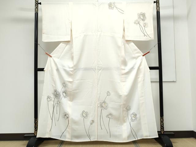 平和屋着物＊夏物　訪問着　絽　手書き　草花文　金銀糸　正絹　逸品　CABL8985th