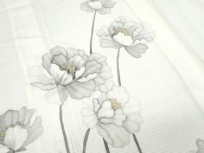 平和屋着物＊夏物　訪問着　絽　手書き　草花文　金銀糸　正絹　逸品　CABL8985th