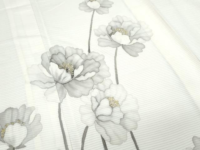 平和屋着物＊夏物　訪問着　絽　手書き　草花文　金銀糸　正絹　逸品　CABL8985th