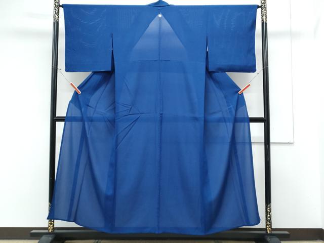平和屋着物＊夏物　色無地　絽　紺色　正絹　逸品　未使用　CABL9001th
