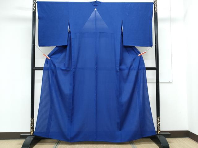 平和屋着物＊夏物　色無地　変わり絽　瑠璃紺色　正絹　逸品　CABL9003th