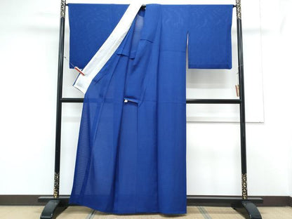 平和屋着物＊夏物　色無地　変わり絽　瑠璃紺色　正絹　逸品　CABL9003th