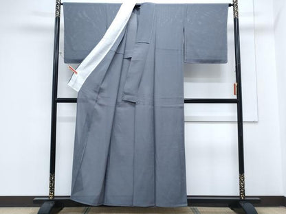 平和屋着物＊夏物　色無地　絽　濃鼠色　正絹　逸品　未使用　CABL9012th