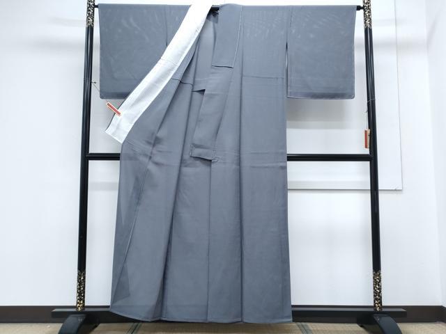 平和屋着物＊夏物　色無地　絽　濃鼠色　正絹　逸品　未使用　CABL9012th