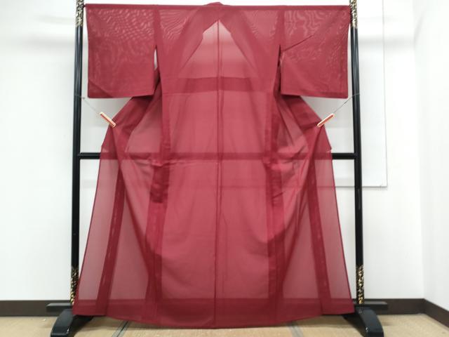 平和屋着物＊夏物　色無地　絽　葡萄色　洗える着物　CABL9016th