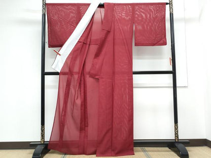 平和屋着物＊夏物　色無地　絽　葡萄色　洗える着物　CABL9016th